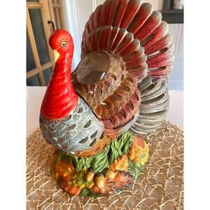 Vintage PartyLite 10” Gobbler Turkey Centerpiece Tealight Candle Holder